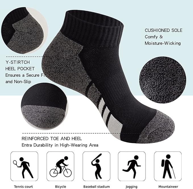Sock Amazing 6 Pairs Men's Socks Low Cut Ankle Sock Cushion Non Slip No Show Breathable Running Socks for Cycling Fitness