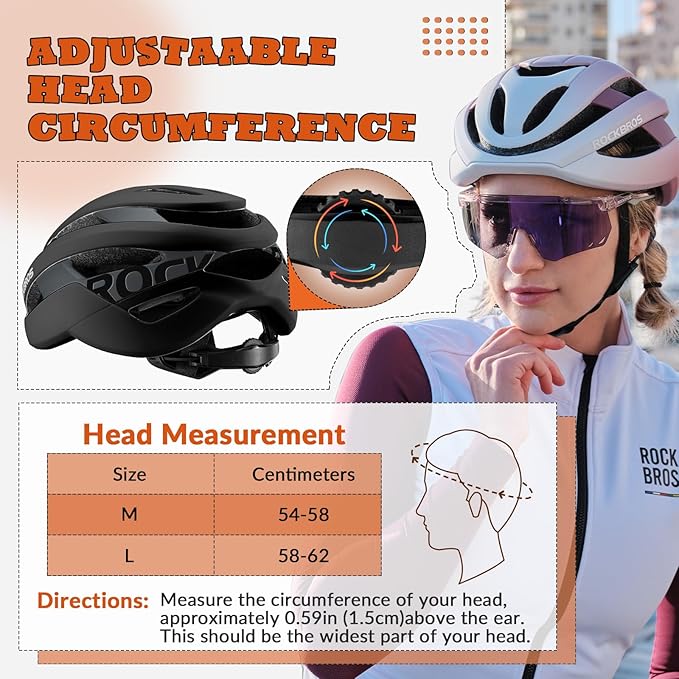 ROCKBROS Bike Helmet for Adults, Size 54-62 cm for Riders, Microshell, Adjustable Dial, Interior Padding, Air Vents, Mountain & Road Bike MTB Commuting