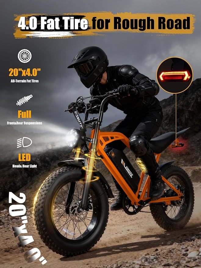 V100/V200 1500W Peak Electric Bike for Adults, 28MPH 48V13&20.8 Ah Removable Battery, 16/20"x4.0" Fat Tire, 7-Speed E-Bike with Dual Suspension – Commuter Ebike for Men & Women
