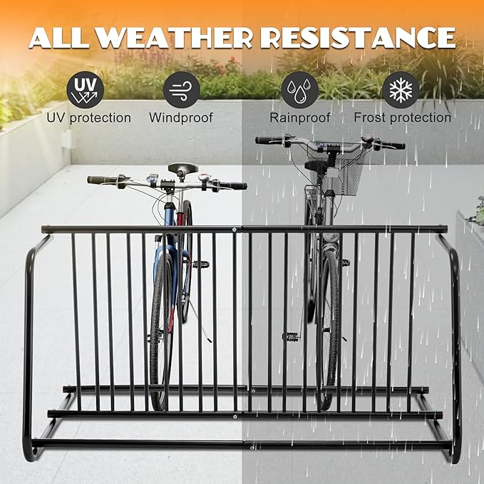 10 Holders Floor Bike Rack Stand, 60" Commercial Grid Bike Storage Rack, Freestanding Bicycle Storage Organizer Bicycle Floor Parking Stand for Garages Streets Yards Bike Events