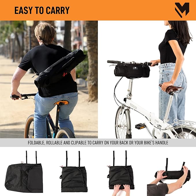 lamaki Bike Travel Bag, Folding Bike Bag 14-20 inch - Universal Fit - Heavy Duty 1680D Nylon, Premium Metal Zippers, Roll up for Storage - Bike Travel Case