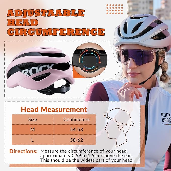 ROCKBROS Bike Helmet for Adults, Size 54-62 cm for Riders, Microshell, Adjustable Dial, Interior Padding, Air Vents, Mountain & Road Bike MTB Commuting