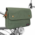 TOURBON Bike Bag Waxed Canvas Bicycle Handlebar Bag Zipper Closure Pouch Crossbar Front Frame Basket Cycling Saddebag Under Seat Strap-on Rear Rack Pannier (Green)