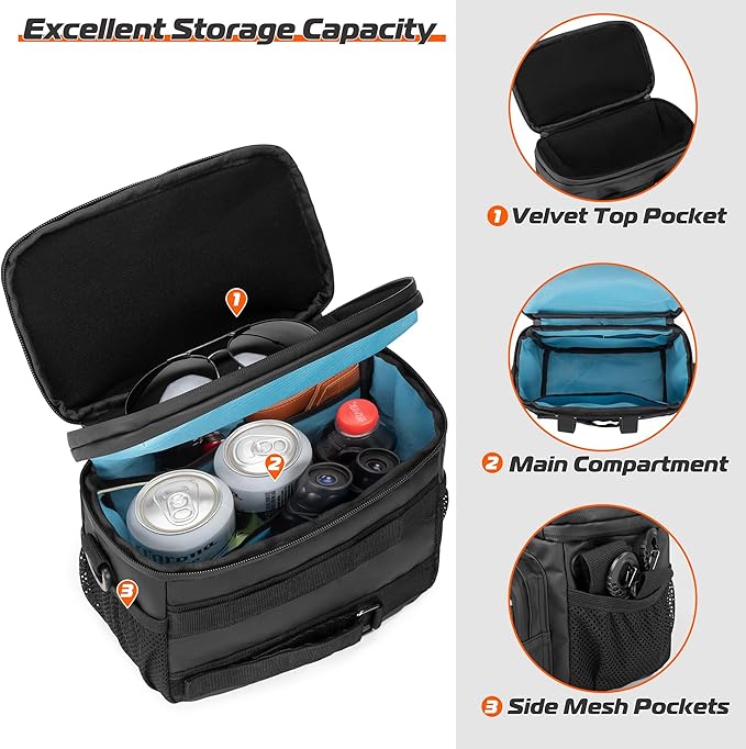 Waterproof Motorcycle Handlebar Bag, Dirtbike Handlebar Bag for Cruiser Softail Dyna Sportsters, Bicycle Tool Storage Pouch with PVC Clear Window & USB Charge Hole, Bag Only