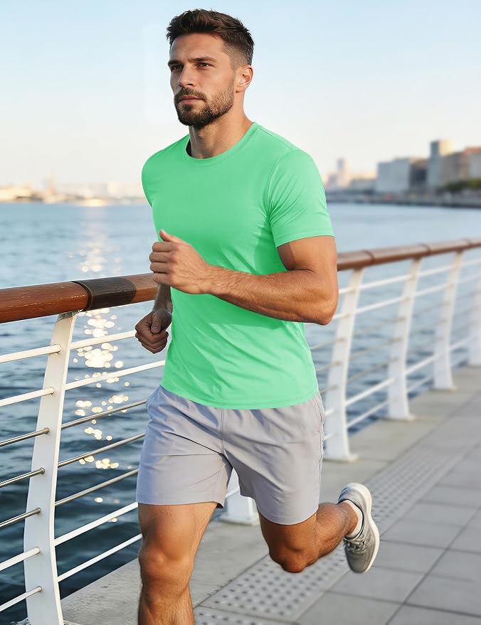 MAGCOMSEN Men's Short Sleeve UPF 50+ T-Shirt Quick Dry Workout Athletic Running Swim Tops Tee Rash Guard Performance Shirts