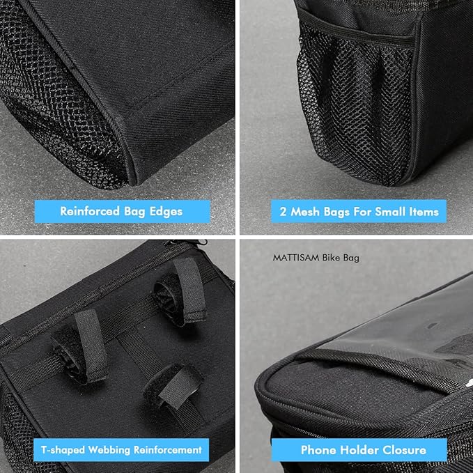 Bike Handlebar Bag - Front Basket with Bike Phone Mount, Bicycle Cooler Pouch Pack for Kids Girls Boys Men Women