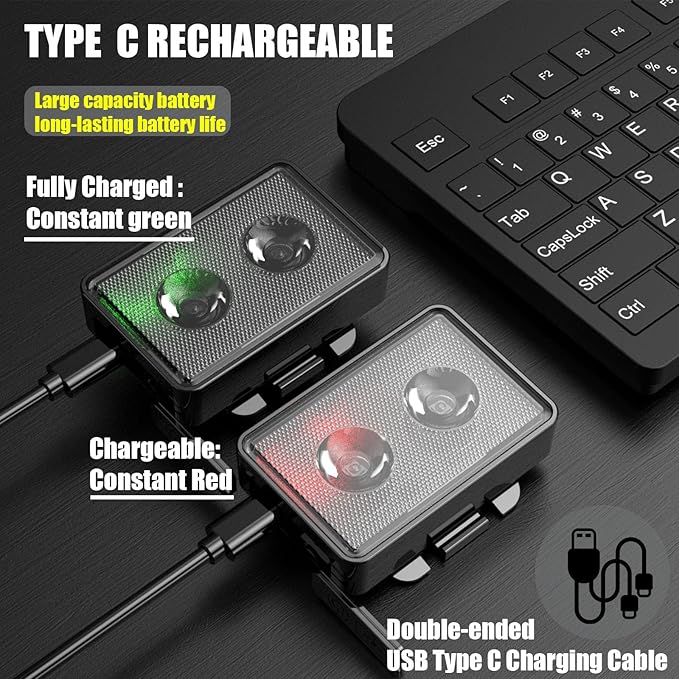 Bike Lights for Night Riding, USB Rechargeable, Front and Back, 3+4 Modes, Headlight and Taillight Set, IP44 Waterproof, Accessories, Night, (2 Pack)