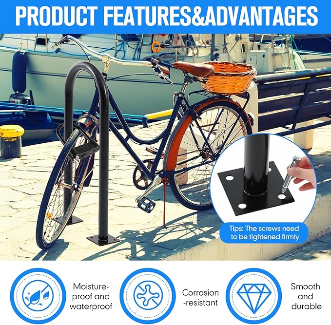 2 Pack 2-3 Bike Capacity U Bike Rack Commercial Bicycle Rack 33" L Heavy Duty Galvanized Steel Bicycle Organizer Ground Parking Stand for Outdoor Garages Streets Yards Parks Schools Sidewalk