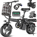 Electric Bike for Adults and Teens, 560-740W Motor, 20-25MPH Compact Commuter Folding Ebike, 32 Miles Range, 48V 10Ah Battery, 3-Level Pedal Assist, 14" Foldable Electric Bicycle, UL 2849 Certified