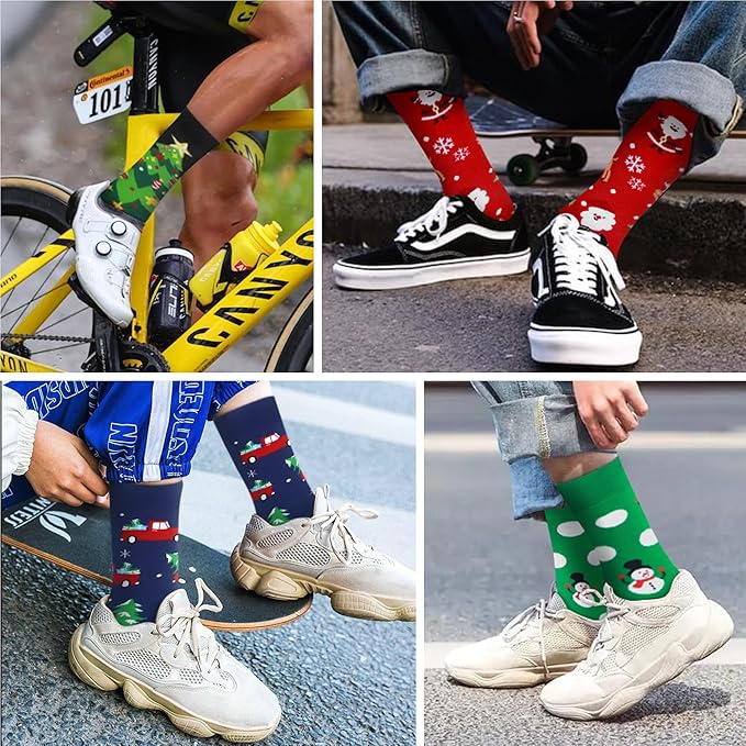 WeciBor Men's Dress Funny Crazy Colorful Novelty Combed Cotton Crew Socks 12 Pack - Size 7-10/10-13/13-15