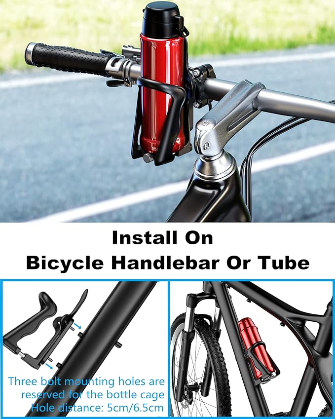 KEWIG Bicycle Water Bottle Holder for Bike & Motorcycle, Adjustable Bike Water Bottle Cages Fit for Diameter 2'' - 3'' Cup, Compatible with Handlebars or Tubes 20mm to 35mm in Diameter