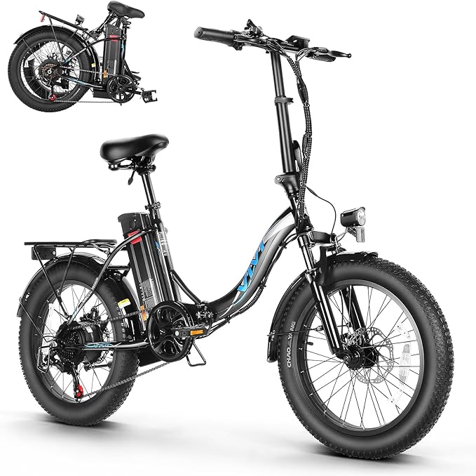 Vivi MT20UL Foldable Electric Bike 20" x3.0 Fat Tire Electric Bike with 48V 499.2WH Removable Battery, Peak 1000W, Up to 50 Miles EBike, 7-Speed, 21.7MPH, Cruise Control, SGS Certified to UL2849