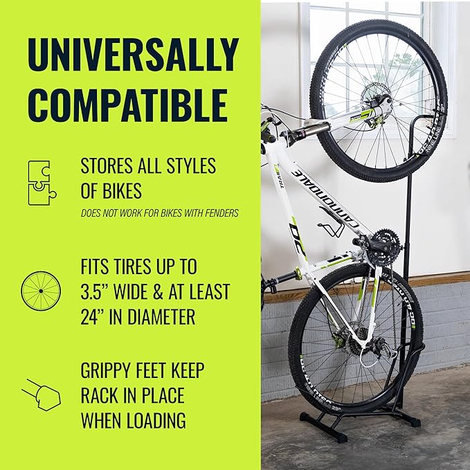 StoreYourBoard CycleStand Pro Vertical Bike Floor Stand, Indoor Bicycle Rack for Garage, Upright Bike Mount Storage, Holds MTB, Road, and Ebike Stand, Bike Parking Rack, Fits Tires up to 3.5″