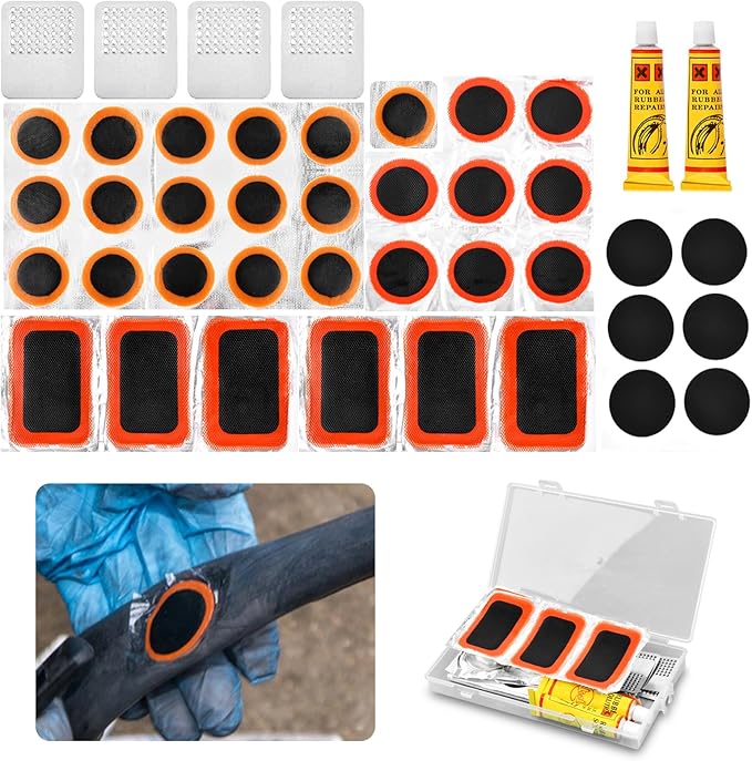 Saycker Bike Tire Repair Kit, Bycicle Inner Tube Puncture Patch Kits,Glueless Patchs for Road Mountain