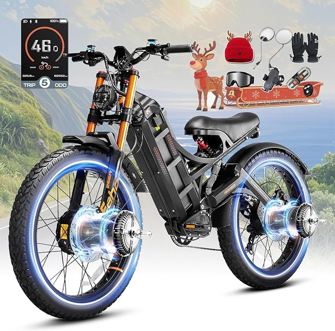 eAhora Romeo Pro 3 Electric Bike - [2026 Latest] 50MPH 5600W Dual Motor 60V 80AH 250Miles Long Range Ebike for Adults, 26" * 4.0 Fat Tire Fast Electric Mountain Bike Full Suspension Off-Road E-Bike