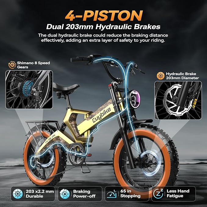 2000W/3000W Peak Motor Electric Bike for Adults, 48V/52V 25AH/30AH Battery Full Suspension Foldable Ebike, 20"x4.0" Fat Tires 35MPH Dirt Bike, 100/120 Miles Hydraulic Brake Magnesium Alloy Motorcycle