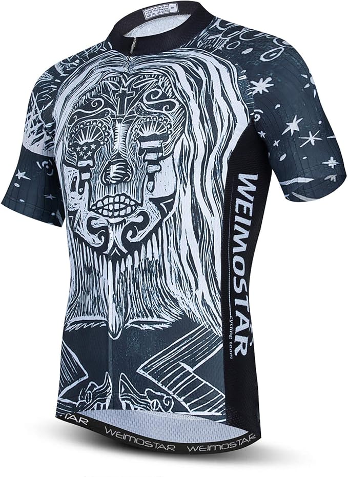 Cycling Jersey Men USA Summer Bike Short Sleeve 3-Pockets Breathable Quick-Dry Shirt S-3XL