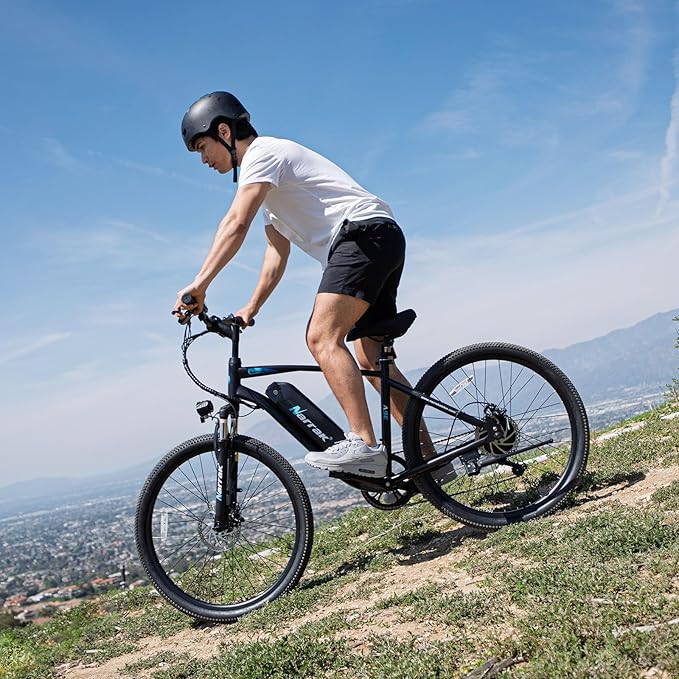 Electric Mountain Bike for Adults 26" Step-Over/Thru Commuter Ebike for Men Women, 540W/1100W Peak Motor, 374Wh/500Wh Removable Battery,7-Speed