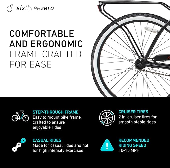 sixthreezero Around The Block Men's Beach Cruiser Bike, Hybrid Bicycle with Rear Rack, Multiple Speed and Color Options