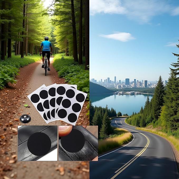 24Pcs Black Bike Tire Patch Kit,Glueless Bike Repair Patch, Round for Bicycle Tube Patches,Bike Inner Tube Repair Kit,Bike Patch Kit for Road and Mountain Bikes Tire Repair Kits Tires and Tubes