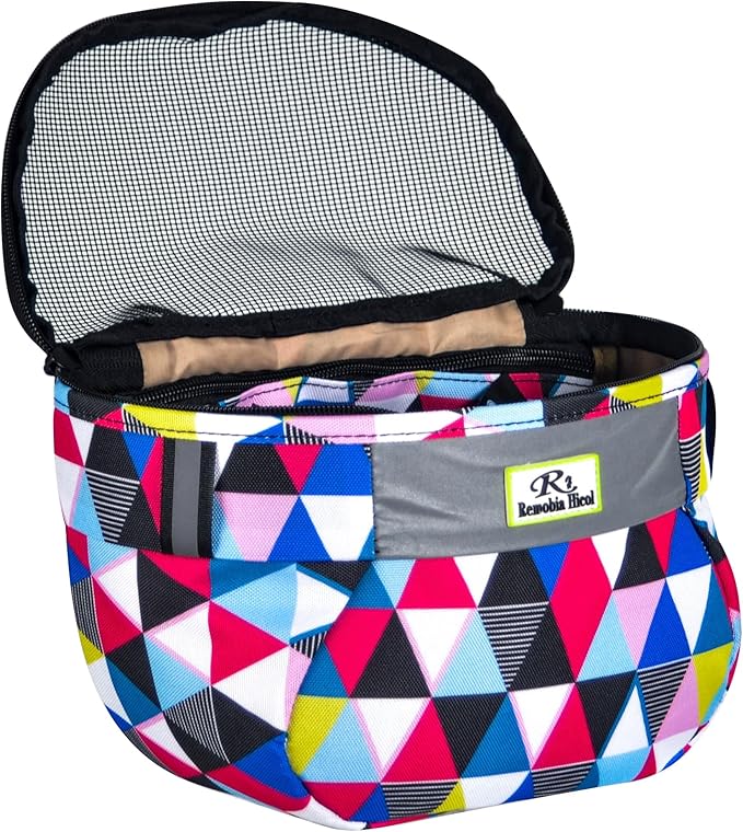 Kids Bike Basket,Durable Front Frame Bicycle & Scooter Basket Bag,Waterproof Fabric Bicycle Handlebar Bag for Boys, Girls, Toddlers with Zipper Mesh Lip (Triangle)