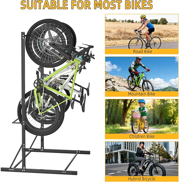 Garage Bike Rack,Freestanding Bike Storage Rack,5 Bikes Vertical Bike Storage Rack,High-adjustable Heavy Duty Bike Stand