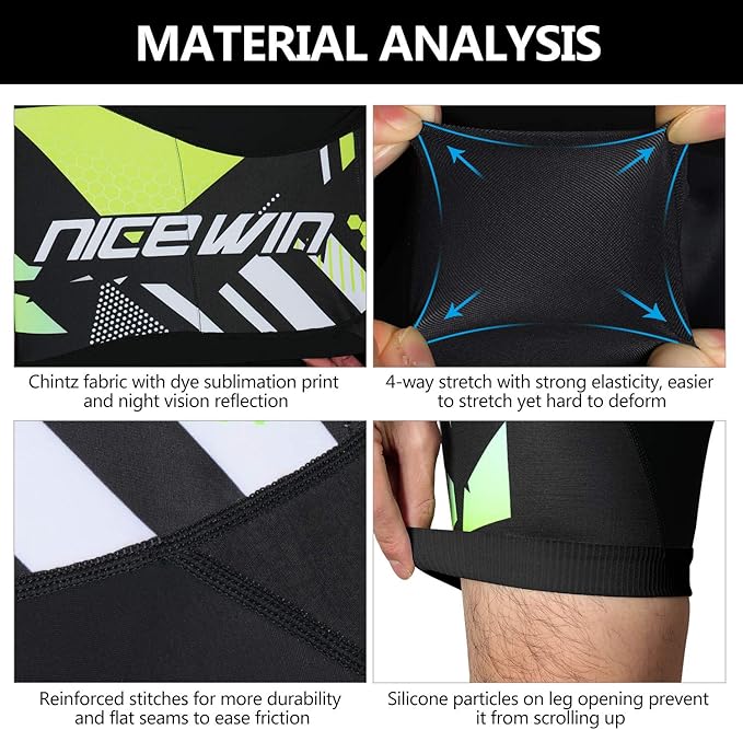 Men's Cycling Shorts Anti-Slip Leg 4D Padded Bike Shorts with 3-Pockets Breathable Biking Bicycle Motorcycle Half-Pants