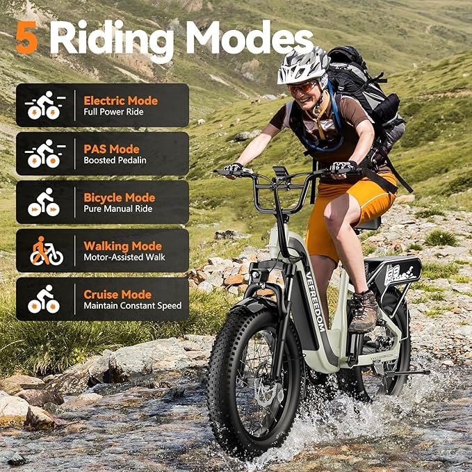 1500W Motor Electric Bike for Adults 80 Miles 30MPH Ebike 20" x 4 Fat Tire 48V 20Ah Removable Battery Mountain E Bike Commuter Front Suspension Bicycles Men Women