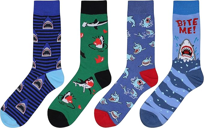 Cansok Men's 2/4 Packs Fun Crazy Novelty Dress Crew Socks