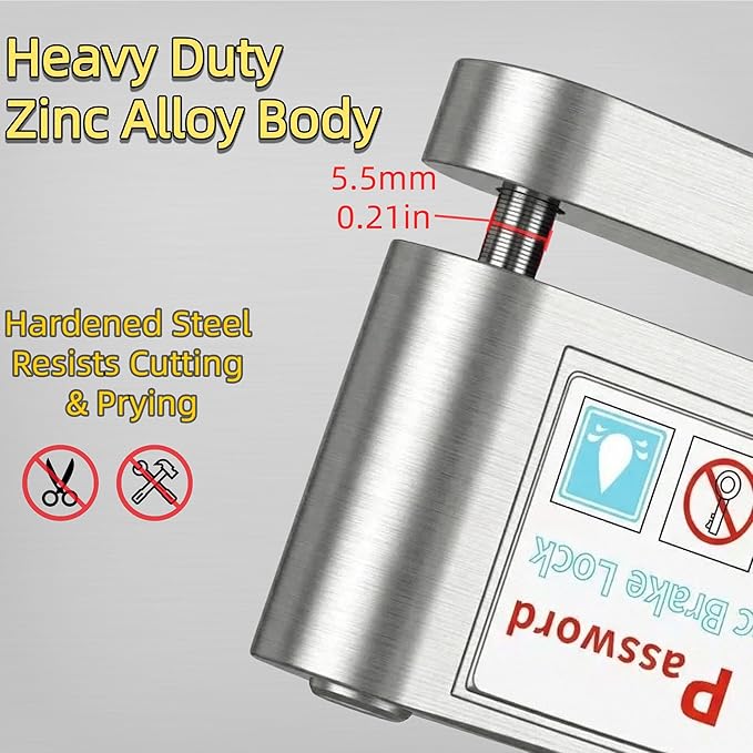 Motorcycle Disc Lock, Anti-Theft 4 Digit Combination, E-Bike, Scooter & Off-Road Motorcycle & Mountain Bike, Heavy Duty Keyless Security with High-Strength Alloy, No Alarm Mechanical Design