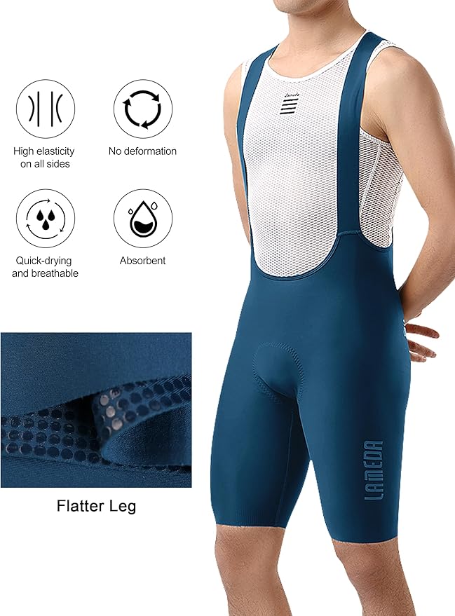 LAMEDA Mens Cycling Bib Shorts,Padded Breathable Bike Shorts Men Lightweight Bicycle Bibs Bike Tight for Road Gravel Biking