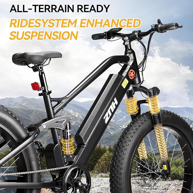 ZNH Electric Bike for Adults, 1000W Peak Motor 28MPH Mountain Ebike, 48V 13Ah Removable Battery Up to 65 Miles, 26" Electric Bicycle with 21-Speed Gear & Front Suspension, UL 2849 Certified