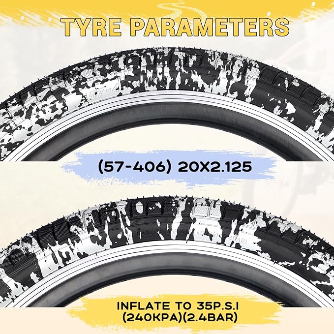 12/16/20x2.125 Bike Tires 1/2 Pack 12/16/20 Inch Kids Folding Replacement Tire/Tube Suitable for Tires 12/20x2.1 12/16/20x2. 125 12/20x2.25, Multiple Colors