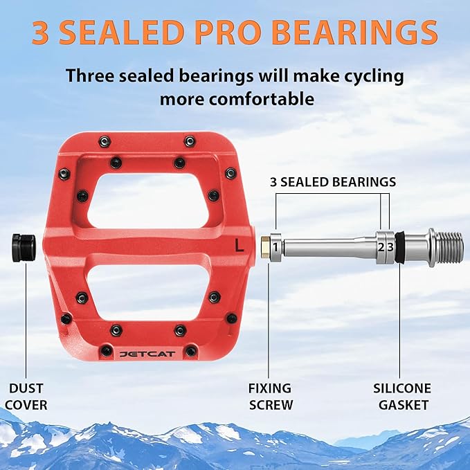 Mountain Bike Pedals Flat - MTB Pedals Flat, Bicycle Pedals for BMX/MTN/Road/Gravel/EBike, BMX Pedals, Platform Pedals, Adults & Kids Bike Replacement Upgrades Parts 9/16
