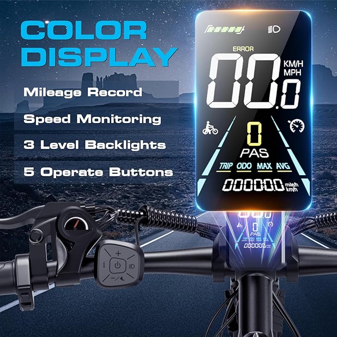 2000W Electric Bike for Men Women 48V 17.5Ah Battery, 29'' Fast Ebike,Max 34 Mph to 80 Miles, Front Suspension Class 3, Snow Off Road Commuter Mountain E-Bike for Adults
