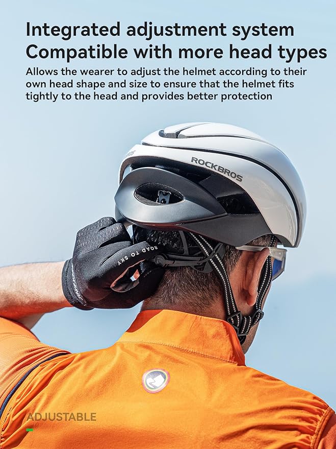 ROCKBROS Adult Bike Helmet Streamlined Aerodynamic, Comfortable Y - Shaped Strap Cycling Helmet for Men Women (58-62 cm) Reflective Adjustable Webbing for Road & Mountain Biking