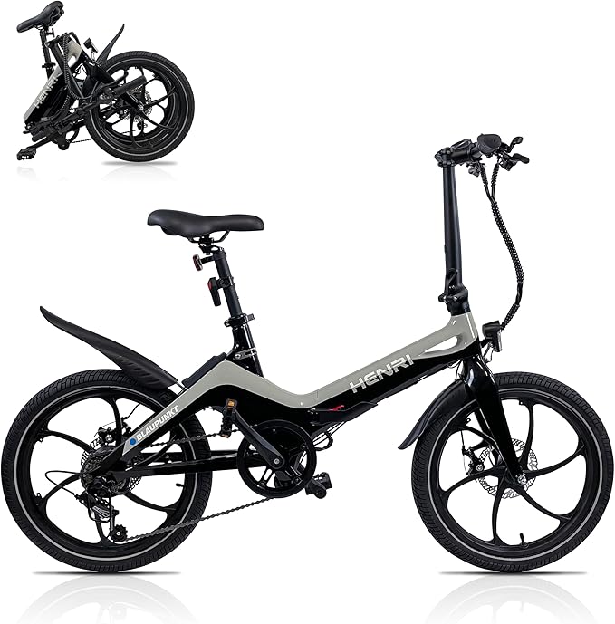 BLAUPUNKT FIENE 20 Inch Folding Electric Bike, Pedal and Throttle Assist, Foldable Step-Through Frame, UL Certified eBike for Adults, Orange/Black