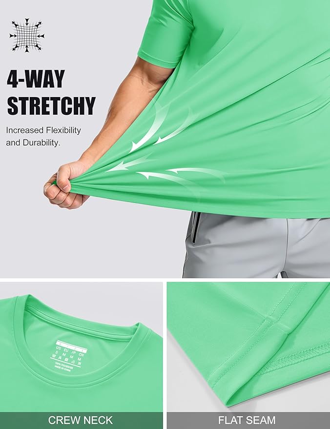 MAGCOMSEN Men's Short Sleeve UPF 50+ T-Shirt Quick Dry Workout Athletic Running Swim Tops Tee Rash Guard Performance Shirts