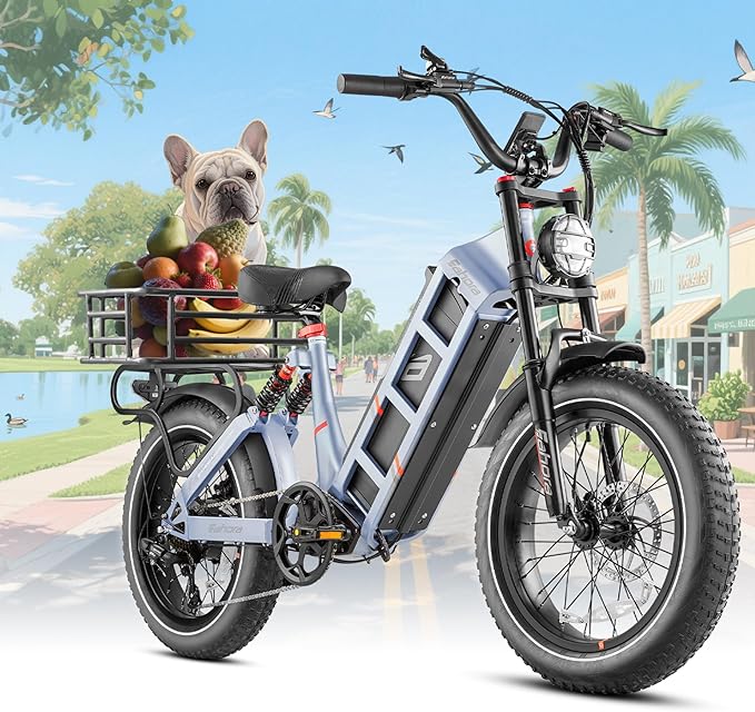 eAhora Juliet Pro 2 Electric Bike for Adult, Dual Motor | 5200W/1200W | 43/31 Mph | 70Ah/60Ah 200 Miles Long Range | 20" Fat Tire | for Commute | Delivery | Women