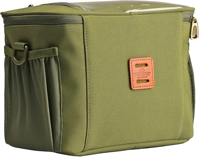 TOURBON Nylon Bike Handlebar Bag with Shoulder Strap, Insulated Cooler Bag Bicycle Front Basket Storage Pouch with 6.5 inch Transparent Pouch