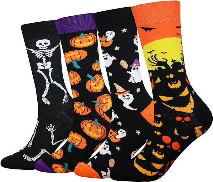 Cansok Men's 2/4 Packs Fun Crazy Novelty Dress Crew Socks