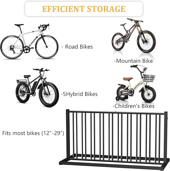 YOHKOH Bike Parking Rack, 20 Bikes Storage Dual Side Floor Bike Rack Stand, Heavy-Duty Outdoor Stand for Garage, Store, School, University, Powder Coated Carbon-Steel, 61" W x 31.1" D x 29.2" H