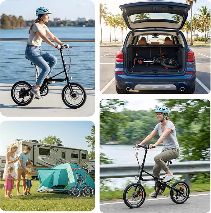 1-Second Quick Fold Bike: 16 Inch Adult Folding Bicycle, Lightweight 33lbs & 95% Pre-Assembled, 7-Speed Commuter Bike, Ultimate Space-Saver for City Travel