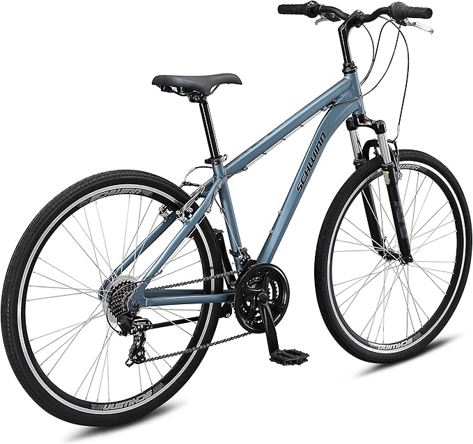 Schwinn Network 3.5 Hybrid Bike, 700c Mens and Womens Bike, 21-Speed Hybrid Bicycle, Aluminum Frame, Suspension Seat, Alloy Linear Pull Brakes, Adult Bicycle