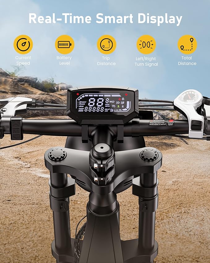 isinwheel Electric Bike Adults 750/1500W Ebike 20/28MPH, 55-75 Miles Electric Motorcycle with 10.4/13AH Battery, 20" Fat Tire Electric Dirt Bike 7-Speed E-Bike Full Suspension, R/L Turn Headlight