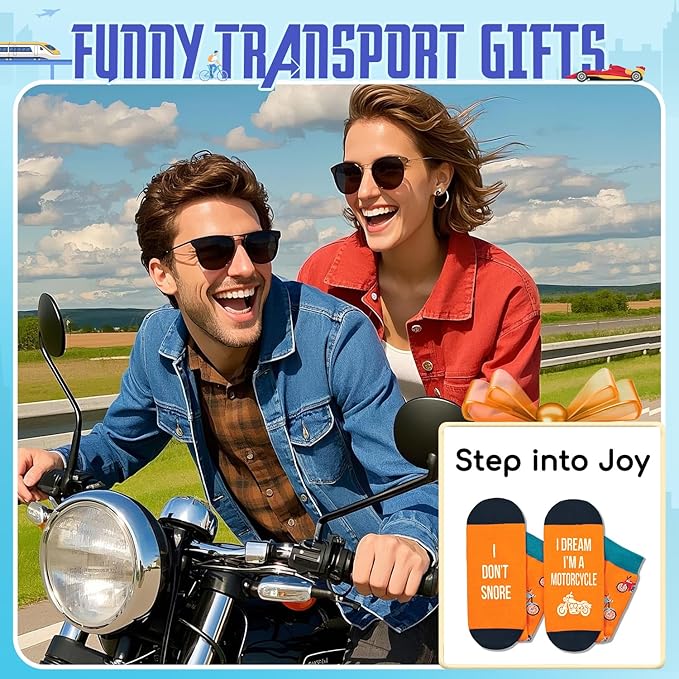 Zmart Transportation Gifts for Adult - Train Race Car Truck Bicycle Motorcycle Socks for Men