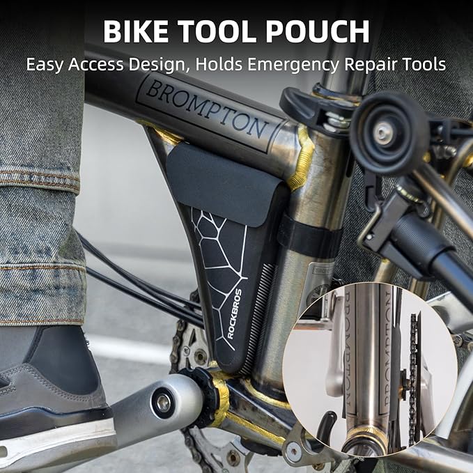 ROCKBROS Bike Frame Storage Bag, Waterproof Bicycle Triangle Pouch for MTB and Road Bikes – Lightweight, Secure Storage for Phone, Tools, and More