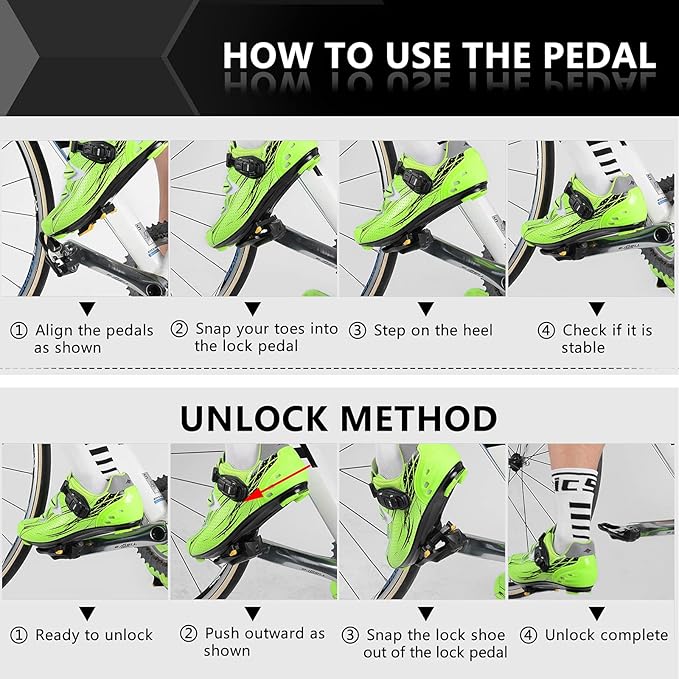 KOOTU KEO Bike Pedals 9/16" Universal Road Bike Pedals Bicycle Platform Pedals Clipless Pedals Suitable for Road Bike Spin Bike MTB Indoor Bike