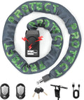 Anti-Theft Bike Alarm Chain Lock,Bike Lock 110dB Security 8mm x 4ft Chain Lock with Key & Remote Control Heavy Duty Steel Rechargeable E-Bike Scooter Bike Lock (Storage Bag Included) (Green)