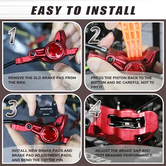 BUCKLOS Bike Disc Brake Pads - Bicycle Disk Brake Pads for Zoom/Shimano Deore XT XTR LX SLX Hone Alfine Saint for Ebike/Mountain Bike/Electric Bike/Road/Scooter